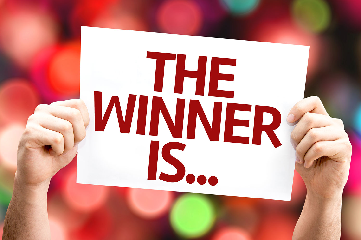 Card saying "the winner is"